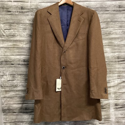 Suitsupply Vincenza Overcoat Mens 42 Brown E. Thomas Silk Linen Cotton Outerwear