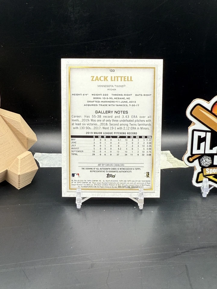 Zack Littell 2020 Topps Gallery Auto Twins (CBR) - Image 2 of 2