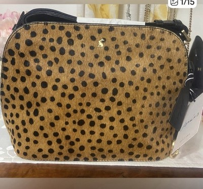 Cheetah Joules Animal Print-  Pony Hare / Black Leather Bag