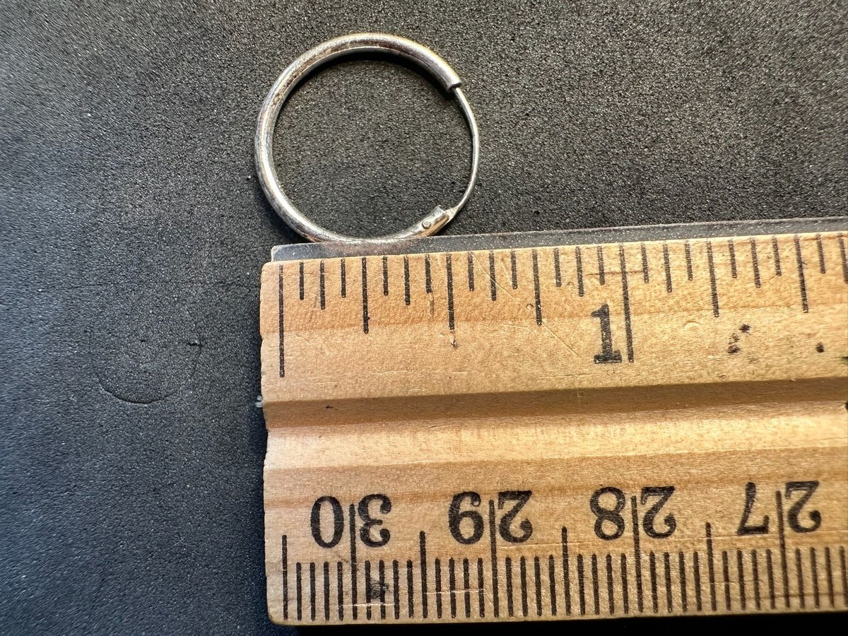 1.00g Vintage Sterling Silver 925 Small Thin Hoop Earrings Minimalist Classic M View 2