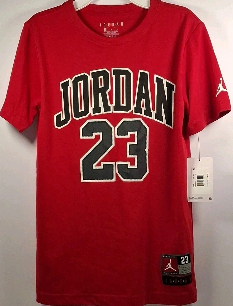 Jordan 95A088-R78 Boys' Large Basketball Jersey Graphic T-Shirt, Gym Red