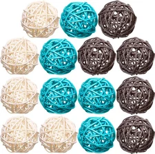 Yaomiao 15 Pieces Wicker Rattan Balls Decorative Orbs Vase Fillers for... 