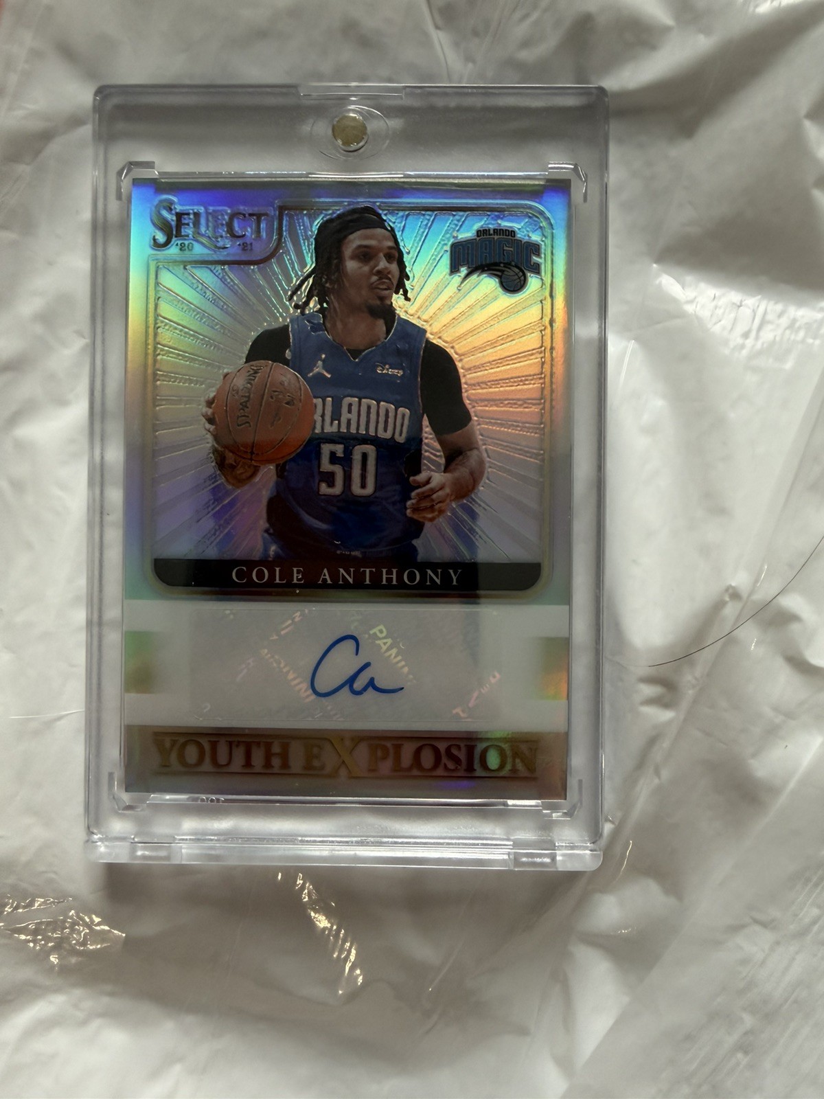 2020-21 Panini Select COLE ANTHONY RC Youth Explosion Auto Prizm🔥Orlando Magic
