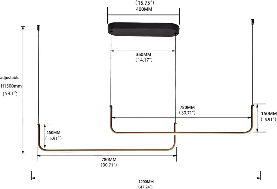 Lámpara LED Lineal Moderna 42" Regulable 3000K para Isla de Cocina 🕯️ Foto 2 de 4