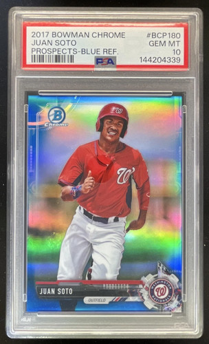2017 Bowman Chrome Prospects Blue Refractor #BCP180 Juan Soto /150 PSA 10