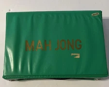 Vintage Chinese Mah Jong Set In A Green Vinyl Carrying Case 146 Pieces