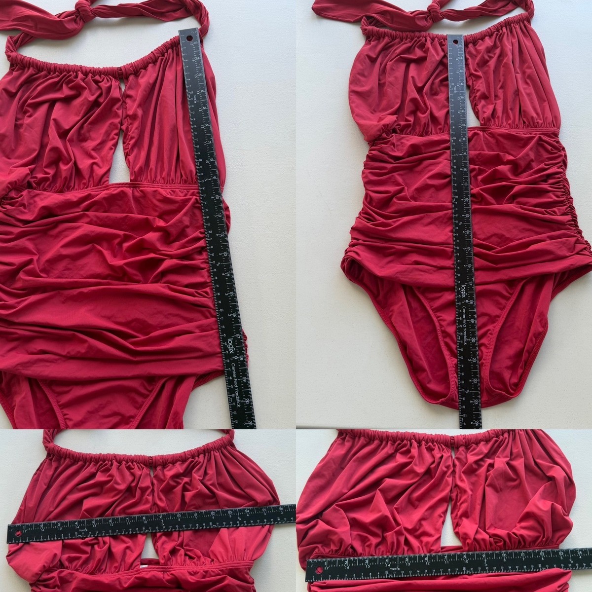 Lenny Niemeyer S Wine Red Ruched Halter Keyhole Cutout One Piece Swimsuit Luxury View 4