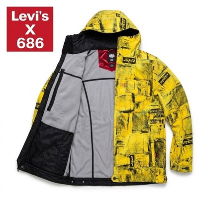 NWOT 686 x Levis Times Line Snowboard Jacket Mens XL Denim Michael