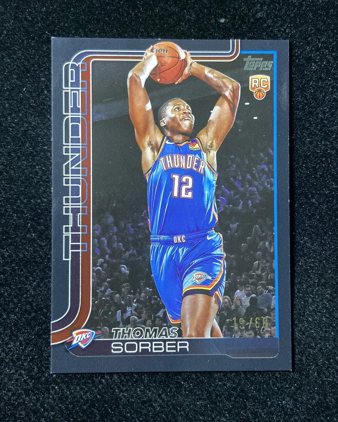 2025-26 Topps Flagship Black #215 Thomas Sorber RC Rookie 19/68 Thunder HD