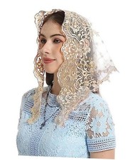 Small Triangle Chapel Veil: Vintage Inspired Lace Mantilla Veils for Gold