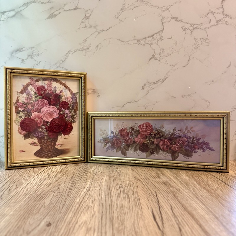 Vintage 1990 & 1992 Glynda Turley Artist Signed Floral Prints Set Of 2