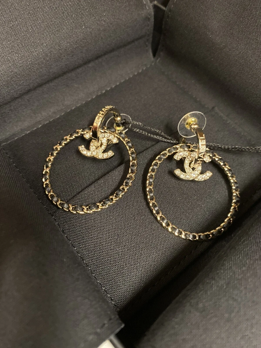 chanel earrings cc logo hoops