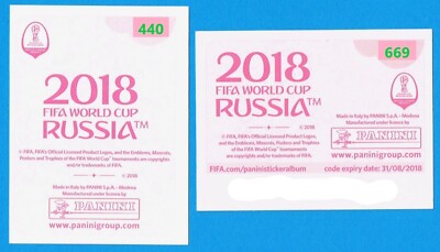 Panini: FIFA World Cup 2018 Russia (670 pink) · Album Sticker 440-669