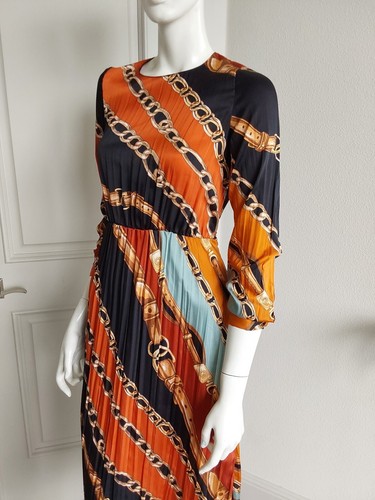Zara trf collection pleated long sleeve midi dress sz XS - Picture 5 of 10