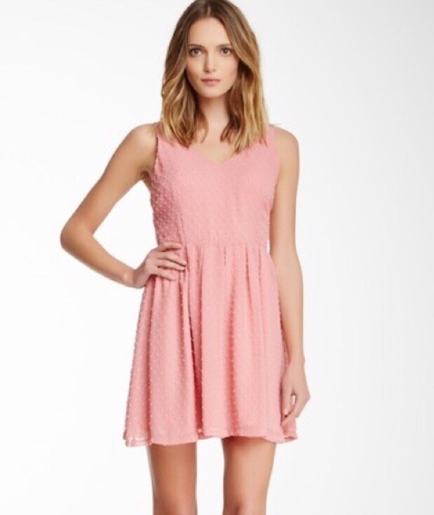 BB Dakota pink double v fit and flare dress | eBay