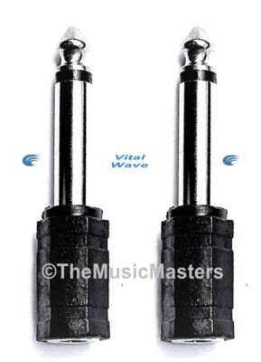 (2) 1/8'' 3.5mm Female Jack to 1/4'' Male Plug Mono Microphone Audio Mic Adapter