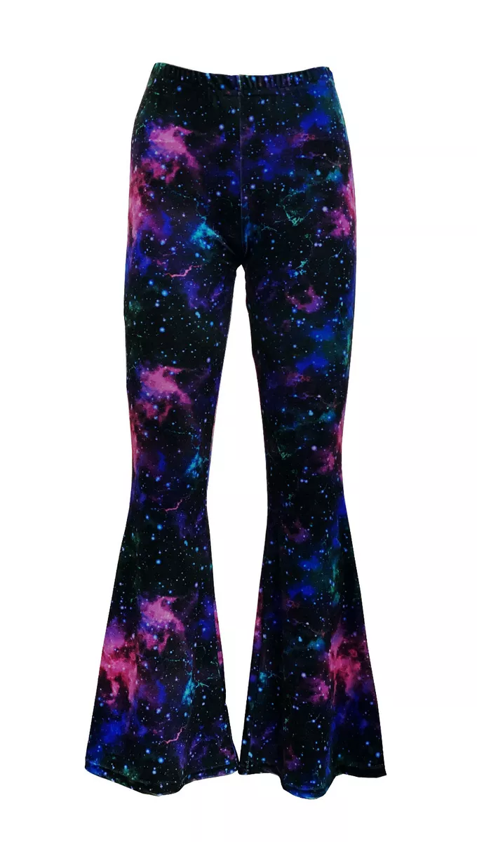 Blau Violett Galaxy Kosmos Stars Planeten Samt Schlaghose Glocke Unten  Leggings