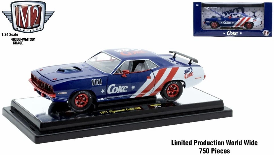 M2 MACHINES CHASE 1971 PLYMOUTH CUDA 440 1:24 COCA-COLA 1/750 - Image 3 of 3