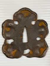 Japanese Antique Tsuba of Katana Samurai Sword Guard Iron Rare Design 75-A55