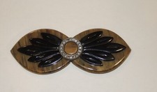 Gigantic 1920's Bakelite Coat / Belt Buckle w Rhinestones 6 1/2":