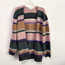 Veronica Beard Elizabeth Striped Cardigan Sweater XS SOFT Open Front Cashmere