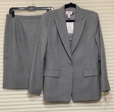 NWT Talbots Gray Wool 2 Pc Jacket Sz 6 Skirt Sz 10 Suit Career Business NWT USA