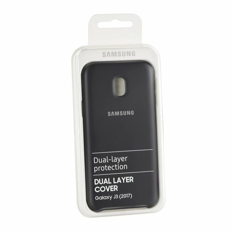 Samsung Custodia Originale Galaxy J3 2017 J330F Dual Layer back Cover Case Nero - Immagine 4 di 4