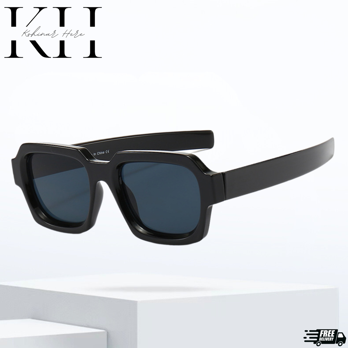 Retro Oversized Black Square Hip Hop Sunglasses Mens Women  display picture 3