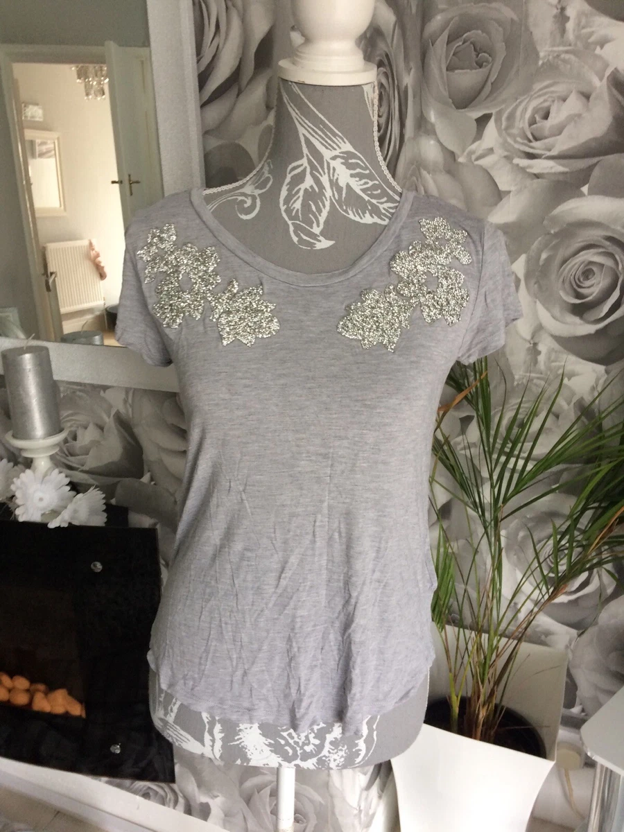 Ladies H M Grey sequin Top Size S FREE DELIVERY eBay