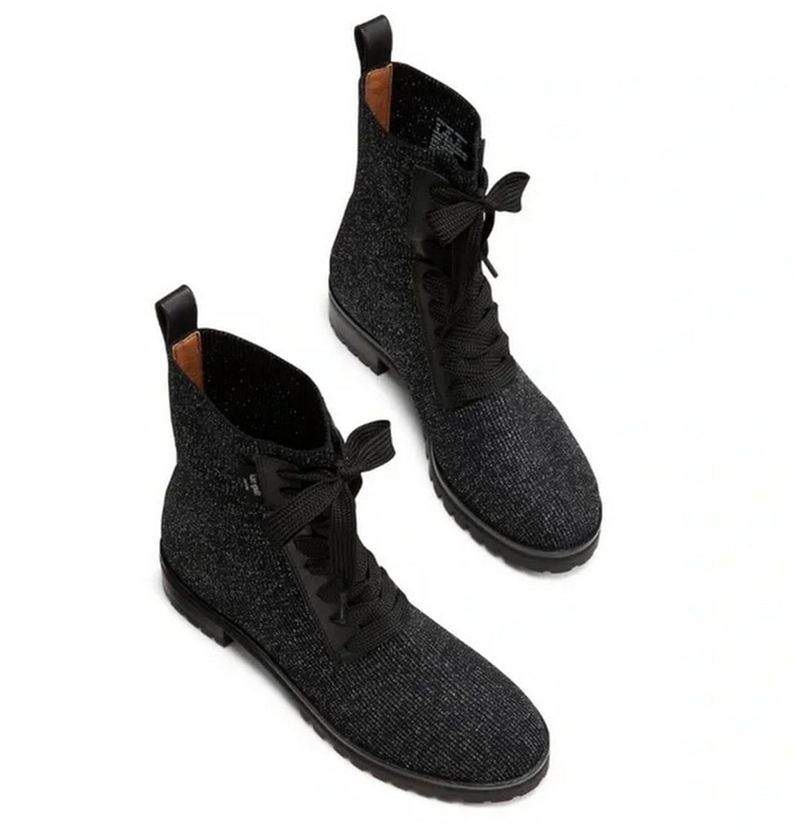 Kate Spade Merigue Shimmery Rib Knit Lug Sole Combat Boots