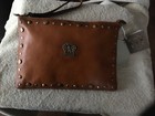 NEW WITH TAGS PRATESI BROWN LEAHER CLUTCH B456 MADE IN ITALY