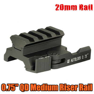 Quick Release 0.75in Sight Scope QD Riser Mount 4 Slots for 20mm Picatinny Rail