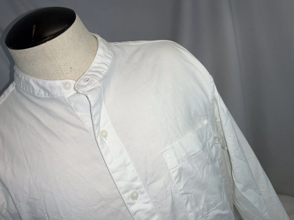 Camisa Topman Cuello Tab Manga Larga M Hombres Blanca 100% Algodón Usada Una Vez YGI G0-160 Foto 3 de 4