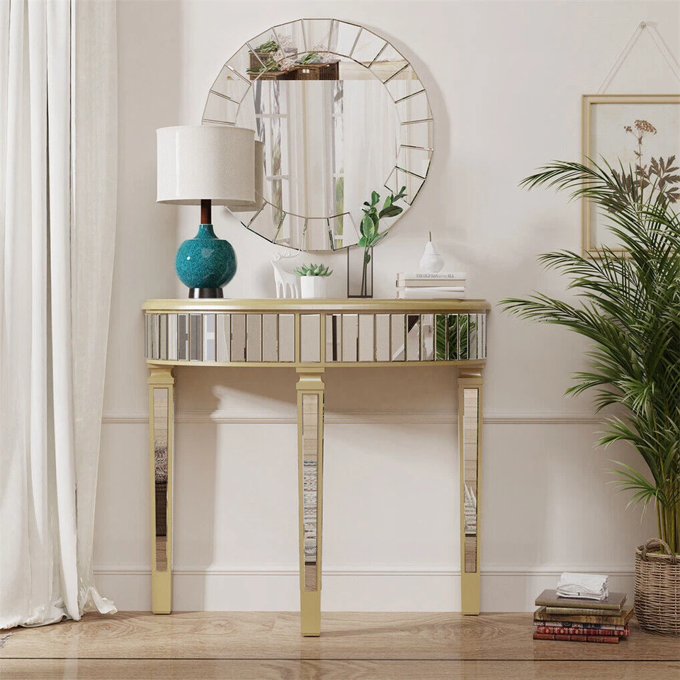 Splendid Elegant Mirrored Console Table Makeup Vanity Side Table Foyer Corridor - image 3 of 4
