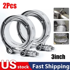2X Exhaust Downpipe 3inch V-band Clamp 3" Male/Female Flange Kit SS304 stainless