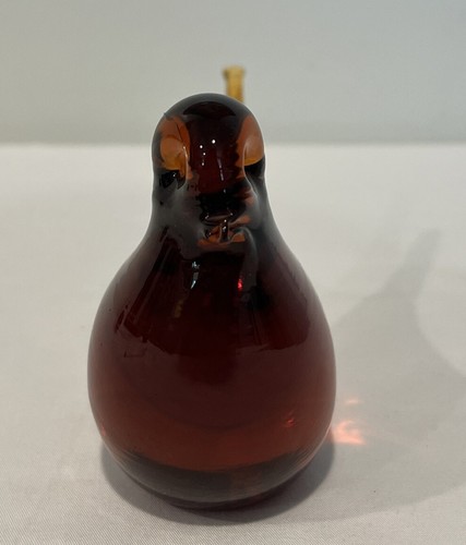 Mid Century Amber Glass Long Tail Bird Hand Blown Figurine Paperweight MCM - Picture 10 of 16