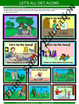 LET'S ALL GET ALONG ERMUTIGUNG SCHULE PÄDAGOGIK POSTER SET (10) A3 GRÖSSE