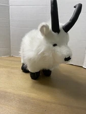 HugFun Vintage White Goat Plush Stuffed Animal  White Soft 10”
