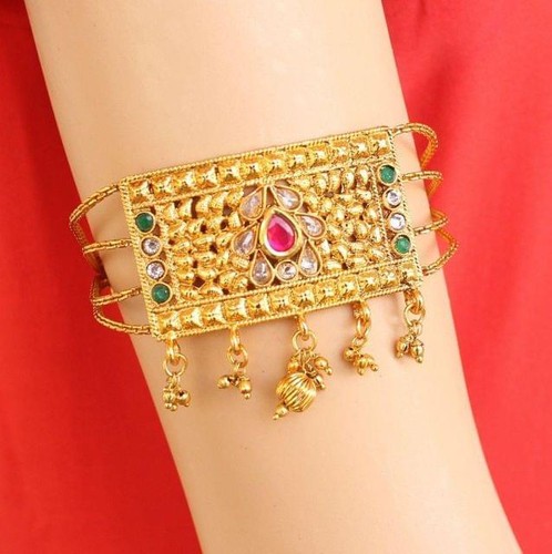 Gold Plated Bajuband Traditional Kundan Stone Studded For women - Picture 9 of 35