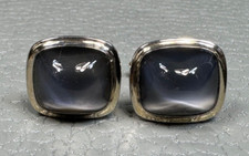 Vintage Grey Stone Yellow Gold Plated Cuff Links