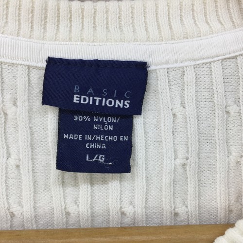Basic Editions White Cotton Blend Long Sleeve Pull Over Jumper Women Size UK L - Picture 5 of 11
