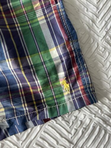 Ralph Lauren Polo Mens Plaid Blue Green Yellow Pony Swimming Trunk Board Short L - Picture 3 of 9