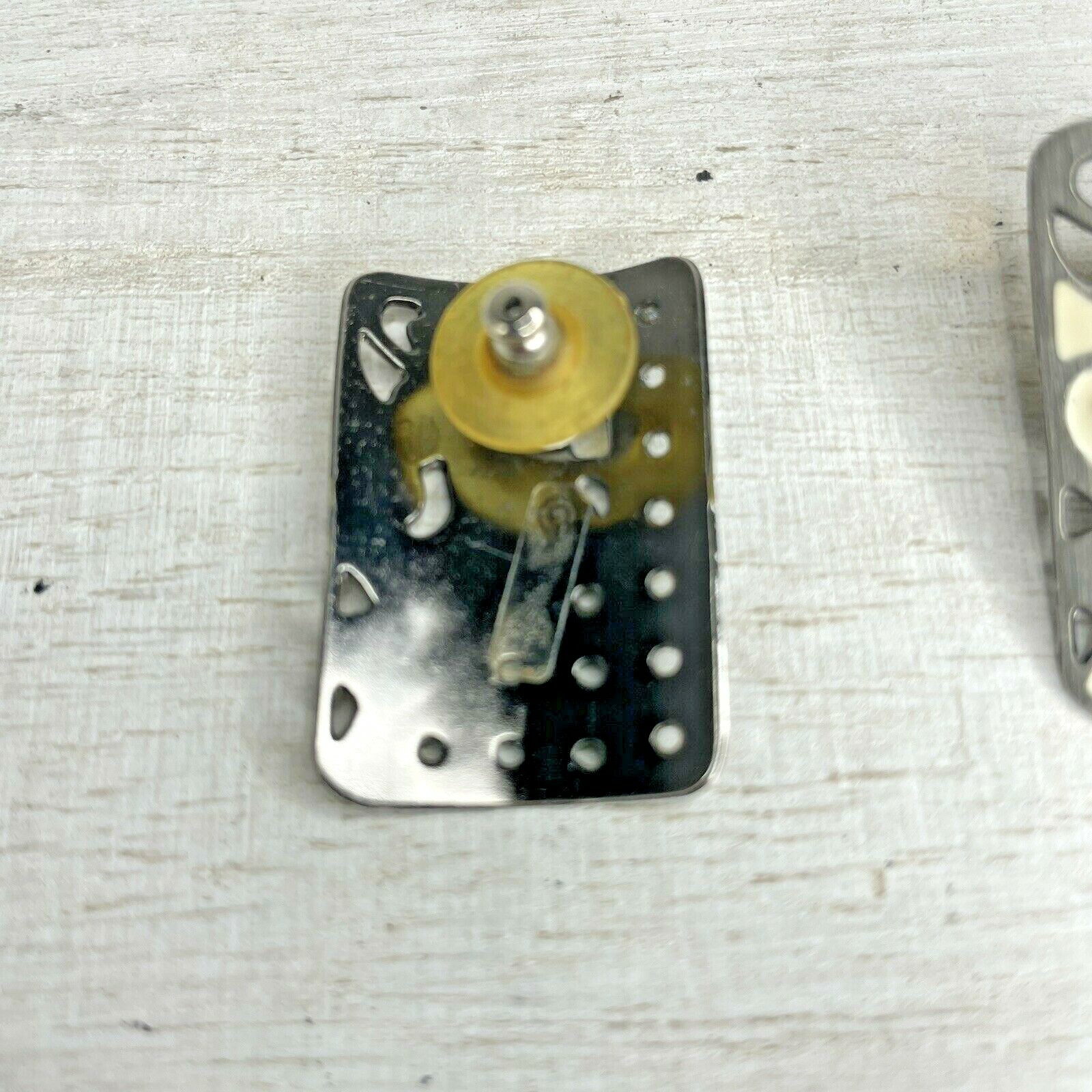 Rectangle White Enamel Crystal Scroll Stud Earrin… - image 4