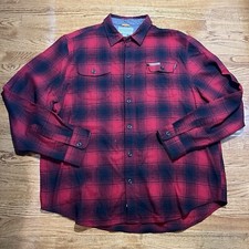 Field Stream Flannel Shirt Mens XXL 2XL Red Black Outdoor Button Front Pockets