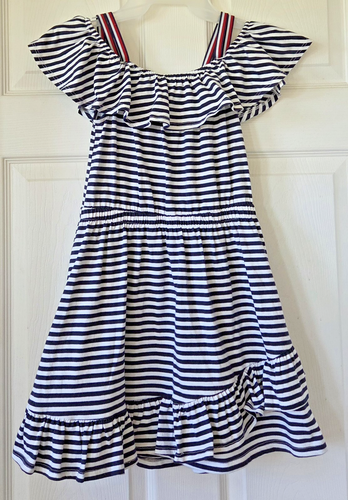 Vestido TOMMY HILFIGER Niñas Azul y Blanco Rayas Sin Mangas Talla M (8/10)