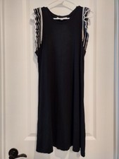 THE LOFT Women's black loose sleeveless dress  w/ sweater sleeves - M