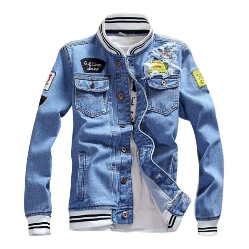 Men s Premium Denim Jackets Harajuku Stylish Western Jeans Trucker Coat Slim Fit