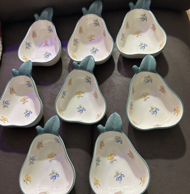 Vintage Ceramic Pear Shaped dessert dish set of  8 Made In Japan