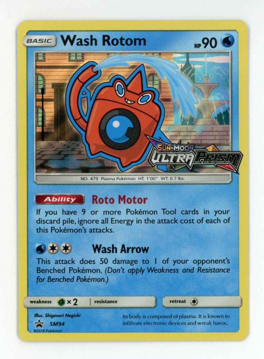 Wash Rotom SM94 S&M Ultra Prism Prerelease Holo Promo Stamped Pokemon - NM!