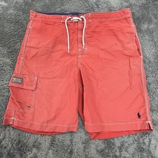 Vintage Polo Ralph Lauren Swim Trunks Shorts Mens Medium Red Mesh Lined Preppy